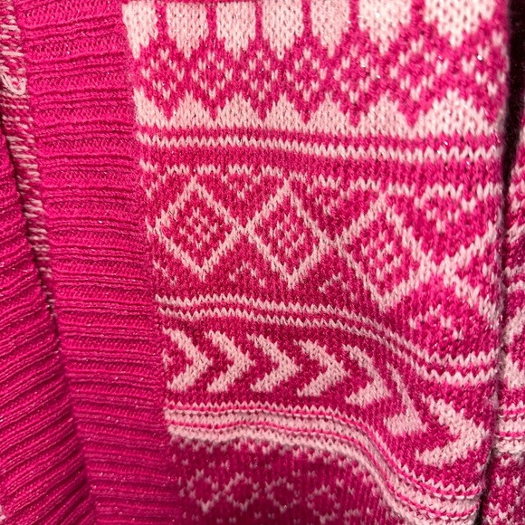 Girl’s Pink and White Patterned Hooded Cardigan - Picture 3 of 4